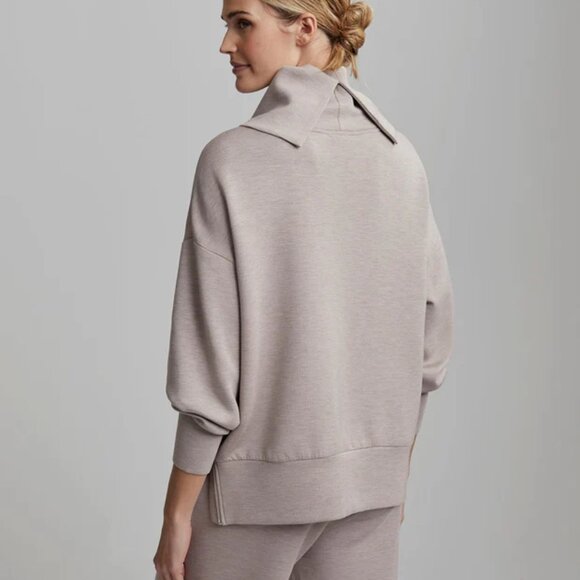 NWT Varley Priya Longline Sweat Taupe Marl Small - Picture 3 of 6